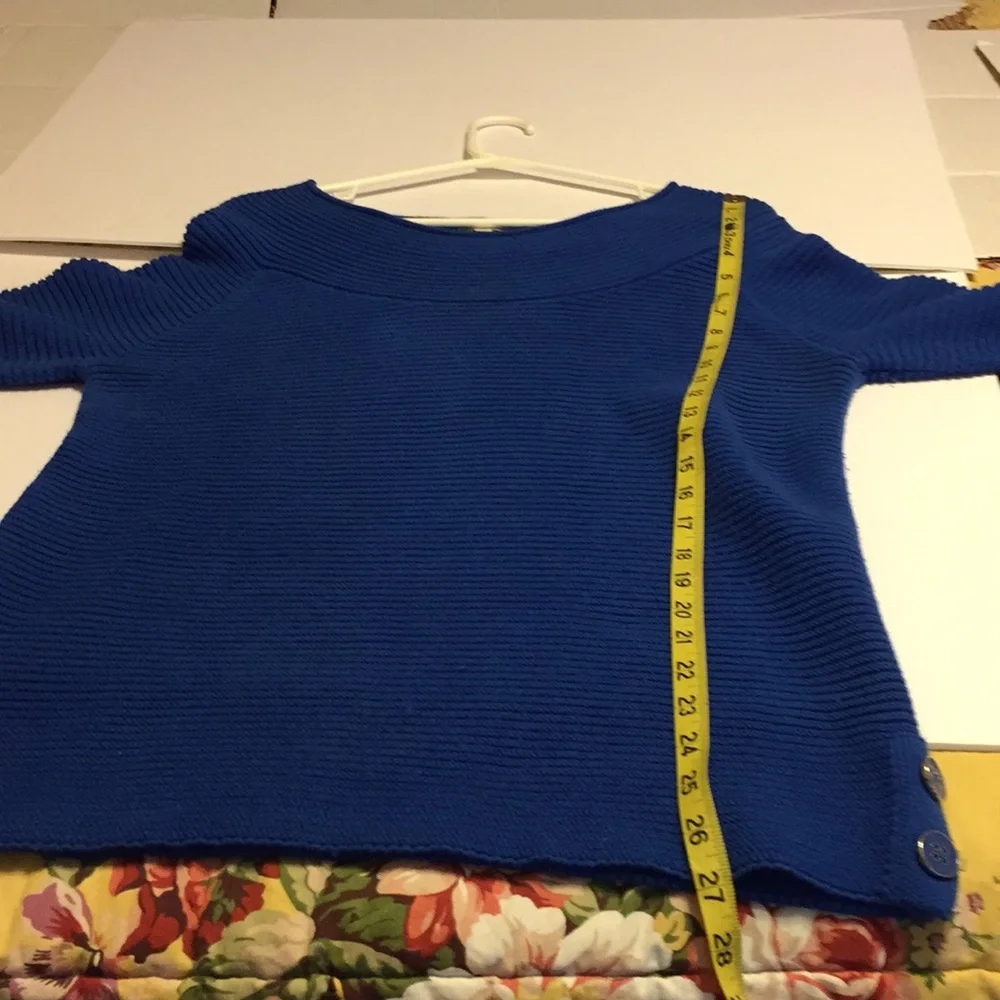 Talbots Factory Blue Rib Knit 100% Cotton Sweater Size Medium